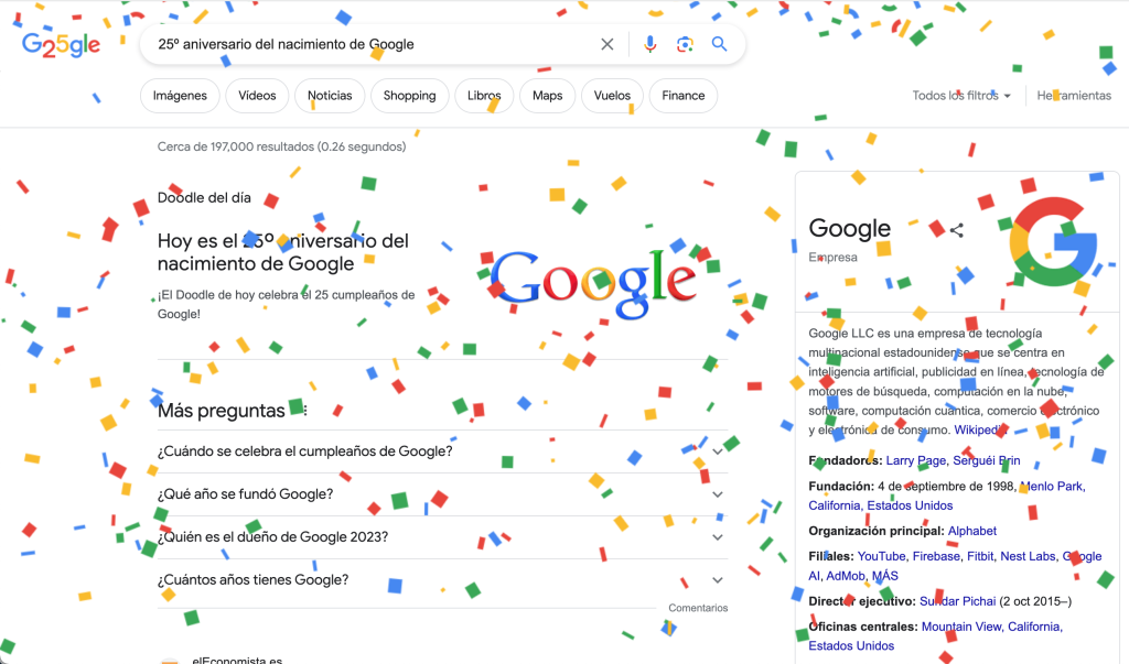 Google 25 años