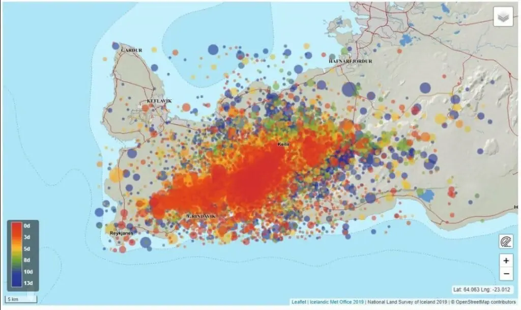 Enjambre sísmico en el suroeste de Islandia.